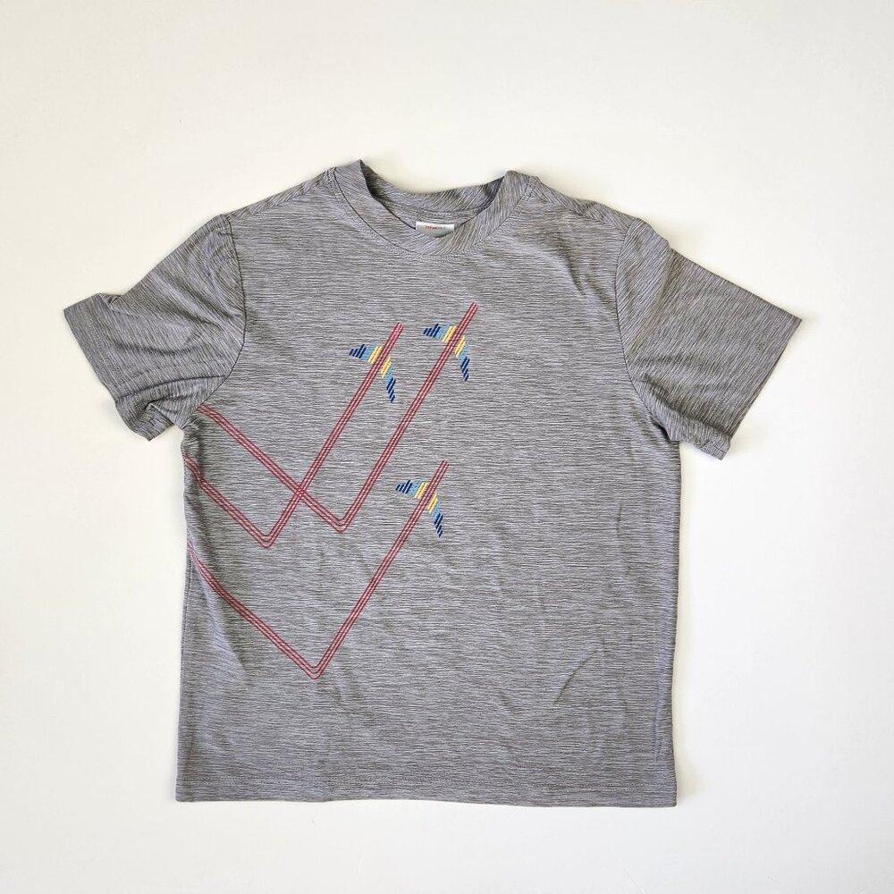 Hanna Andersson Heather Gray Active Planes Graphic Short Sleeve Tee sz 5